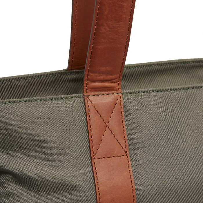Geanta mare de dama din nylon si piele naturala, The Chesterfield Brand, Otta, de mana si umar, Verde inchis [2]