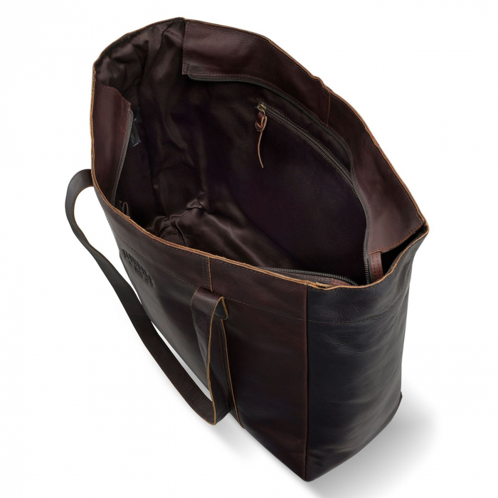 Geanta shopper, mare, de dama, din piele naturala, Klondike, Rush Rachel, de mana si umar, Maro inchis [4]