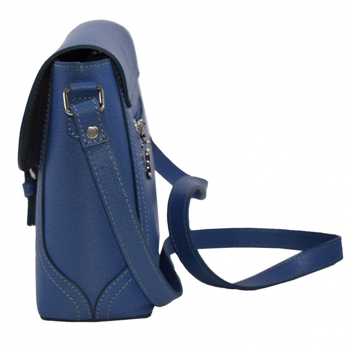 Geanta de dama din piele naturala saffiano, model 219, Albastru [5]