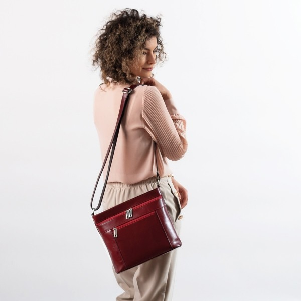 Geanta de dama din piele naturala, model 262, Bordo [2]
