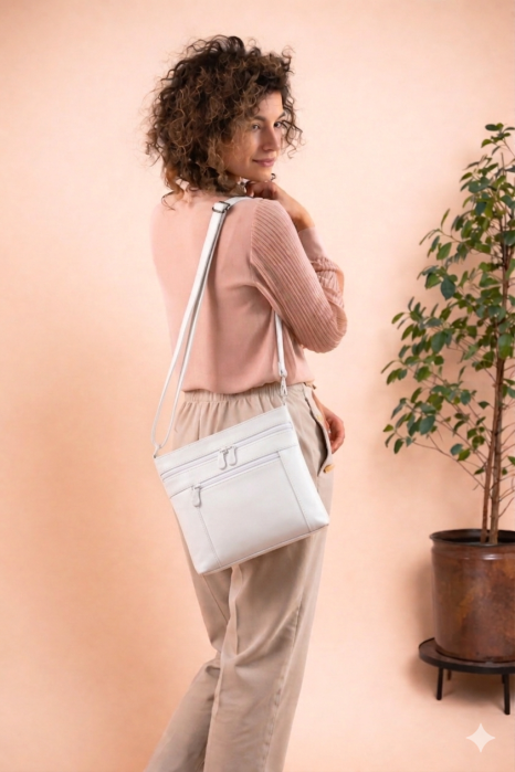 Geanta de dama din piele naturala, model 262, Alb [2]