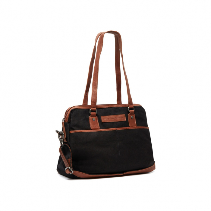Geanta de dama din piele naturala si textil, The Chesterfield Brand, Maleny, Negru [3]