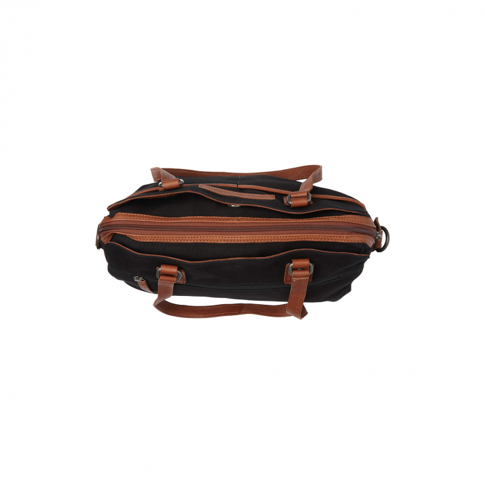 Geanta de dama din piele naturala si textil, The Chesterfield Brand, Maleny, Negru [5]