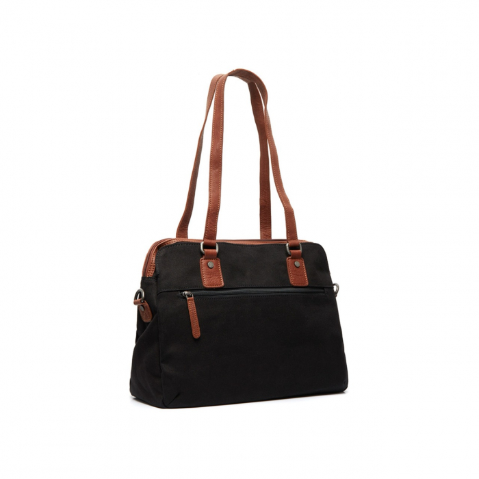 Geanta de dama din piele naturala si textil, The Chesterfield Brand, Maleny, Negru [8]