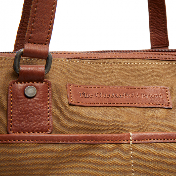 Geanta de dama din piele naturala si textil, The Chesterfield Brand, Maleny, Verde olive [2]