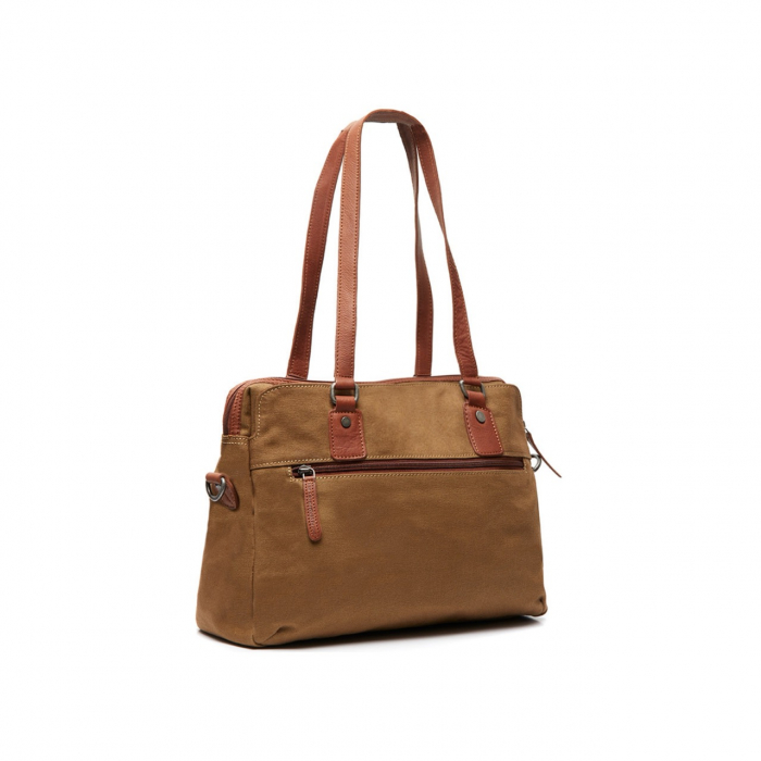 Geanta de dama din piele naturala si textil, The Chesterfield Brand, Maleny, Verde olive [6]