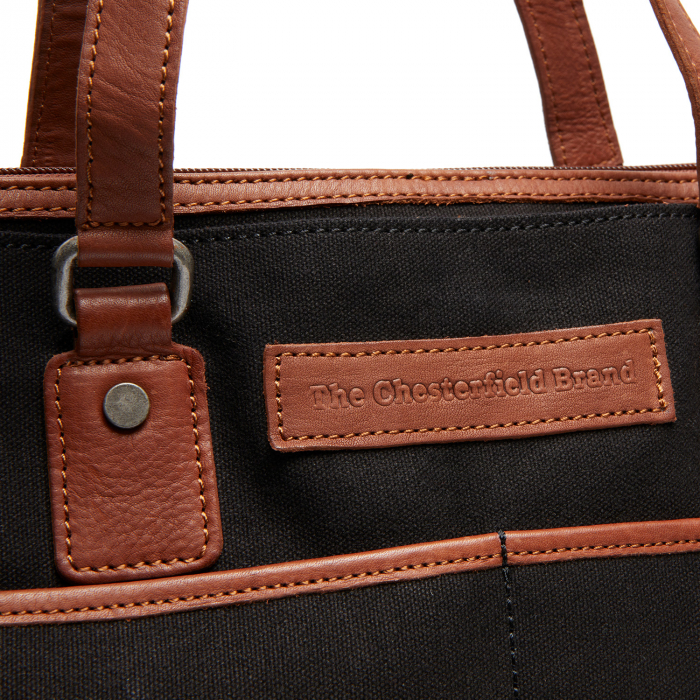 Geanta de dama din piele naturala si textil, The Chesterfield Brand, Maleny, Negru [4]