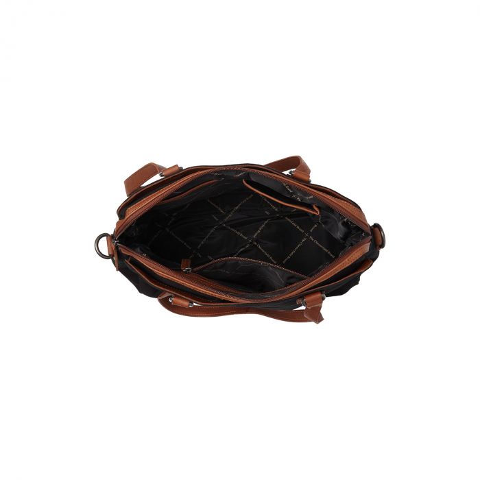 Geanta de dama din piele naturala si textil, The Chesterfield Brand, Maleny, Negru [6]