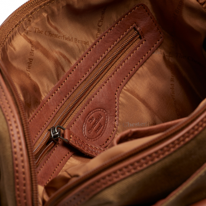 Geanta de dama din piele naturala si textil, The Chesterfield Brand, Milora, Verde olive [3]