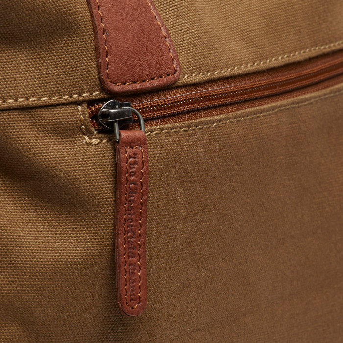 Geanta de dama din piele naturala si textil, The Chesterfield Brand, Milora, Verde olive [2]