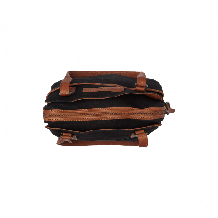 Geanta de dama din piele naturala si textil, The Chesterfield Brand, Milora, Negru [4]