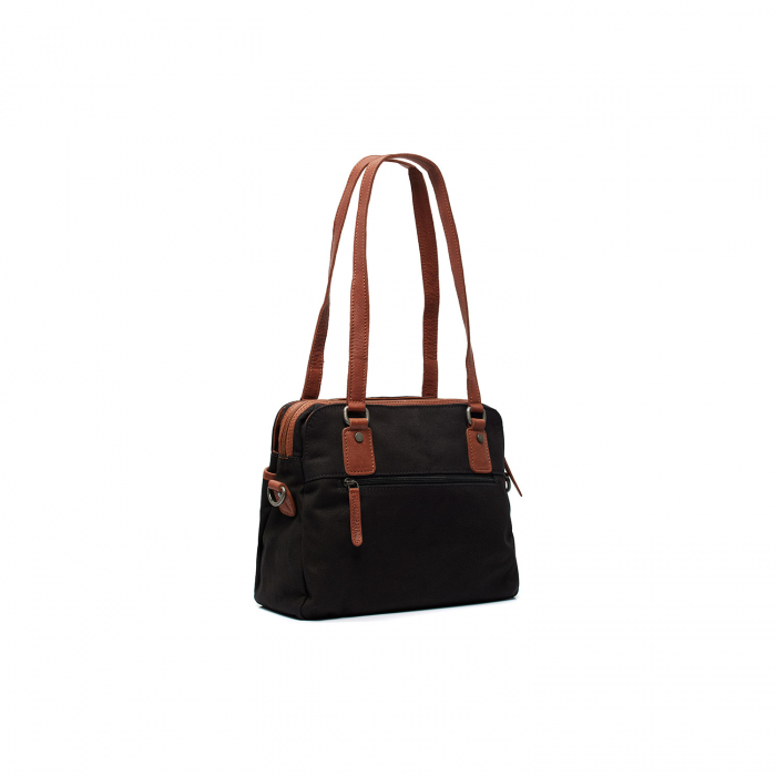 Geanta de dama din piele naturala si textil, The Chesterfield Brand, Milora, Negru [6]