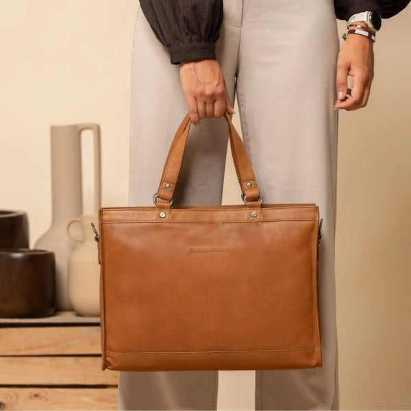 Geanta de dama din piele naturala, The Chesterfield Brand, Manly, Maro coniac [8]
