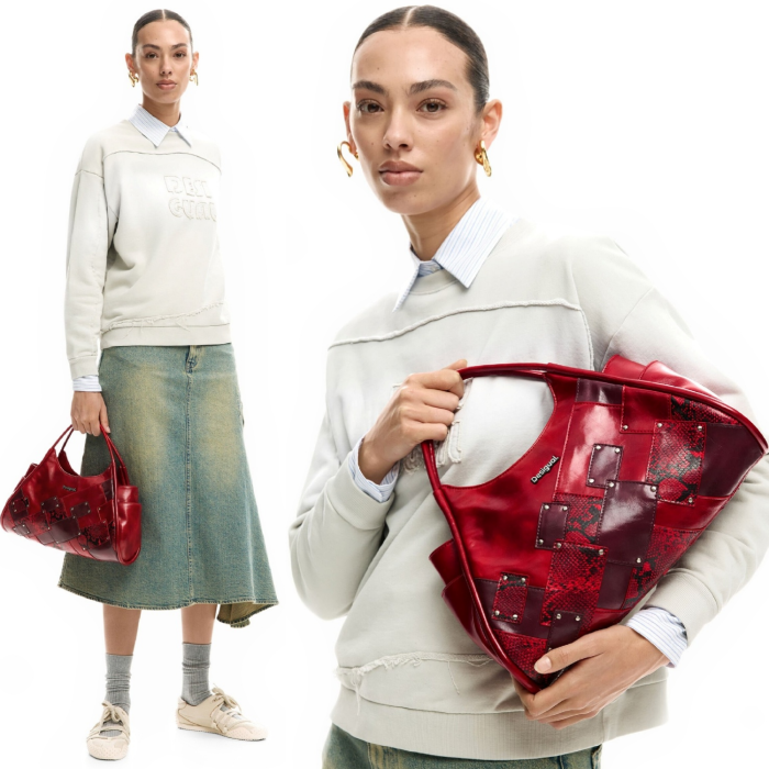 Geanta de dimensiuni medii, de dama, de mana si umar, Desigual, Velvet Rebellion, Rosu [4]