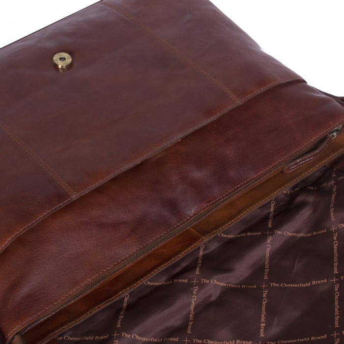 Geanta de laptop din piele naturala, The Chesterfield Brand, Maha 15.4 inch, Maro coniac [3]