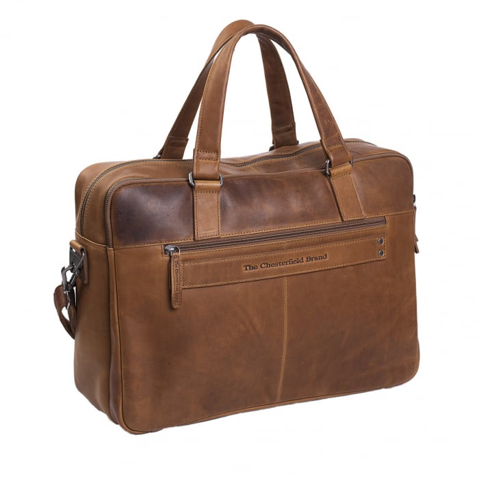 Geanta de laptop din piele naturala, The Chesterfield Brand, Misha 17 inch, Maro coniac [6]