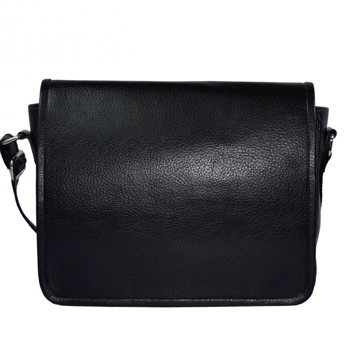 Geanta de laptop din piele naturala moale, model 46, Negru mat [2]