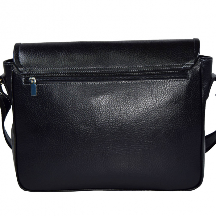 Geanta de laptop din piele naturala moale, model 46, Negru mat [3]