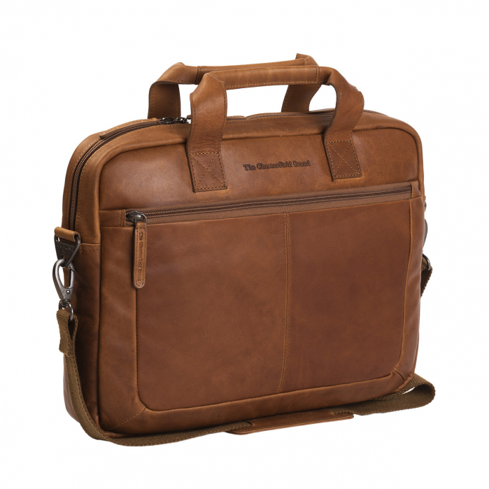 Geanta de laptop din piele naturala, The Chesterfield Brand, Calvi 15.6 inch, Maro coniac [4]