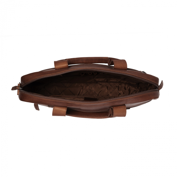 Geanta de laptop din piele naturala, The Chesterfield Brand, Calvi 15.6 inch, Maro inchis [2]