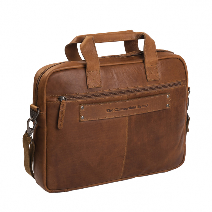 Geanta de laptop din piele naturala, The Chesterfield Brand, Calvi 15.6 inch, Maro coniac [8]