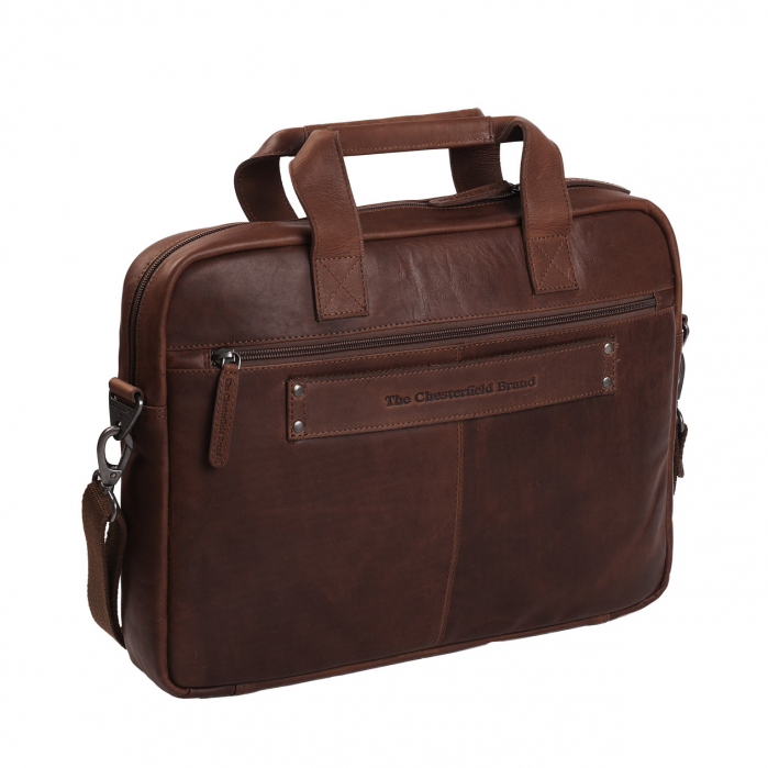Geanta de laptop din piele naturala, The Chesterfield Brand, Calvi 15.6 inch, Maro inchis [5]