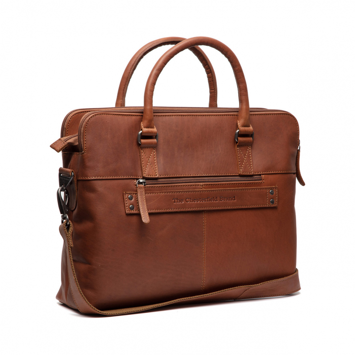 Geanta de laptop din piele naturala, The Chesterfield Brand, Cameron 15 inch, Maro coniac [5]