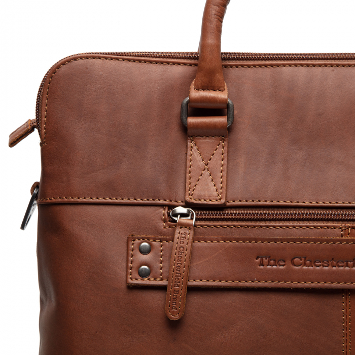 Geanta de laptop din piele naturala, The Chesterfield Brand, Cameron 15 inch, Maro coniac [7]