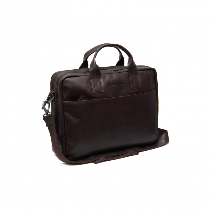 Geanta de laptop din piele naturala, The Chesterfield Brand, Frazer 15 inch, Maro inchis [1]