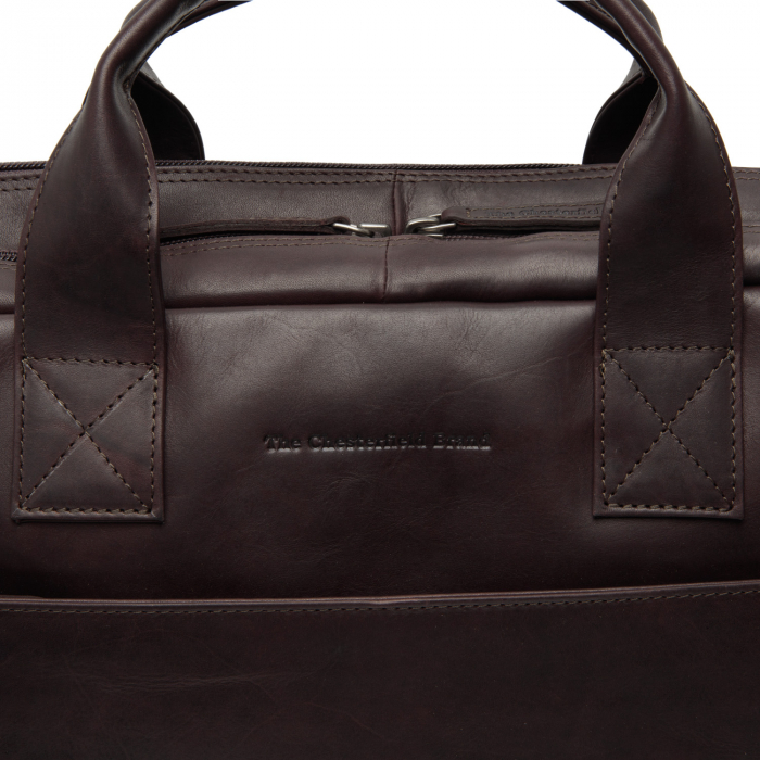 Geanta de laptop din piele naturala, The Chesterfield Brand, Frazer 15 inch, Maro inchis [2]
