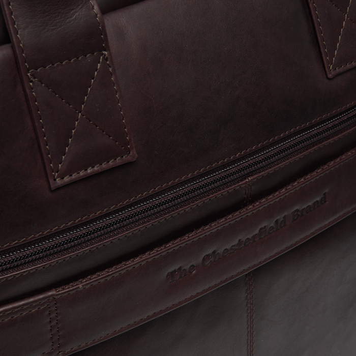 Geanta de laptop din piele naturala, The Chesterfield Brand, Frazer 15 inch, Maro inchis [3]