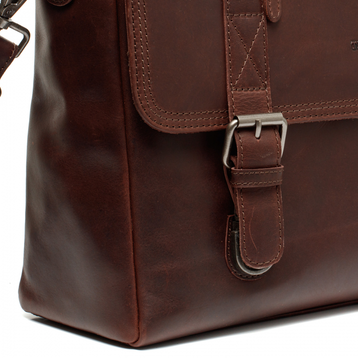 Geanta de laptop din piele naturala, The Chesterfield Brand, Imperia 14 inch, Maro inchis [3]