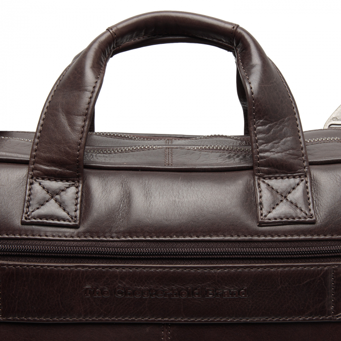 Geanta de laptop din piele naturala, The Chesterfield Brand, Iseo 15 inch, Maro inchis [3]