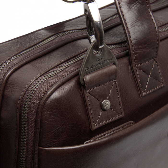 Geanta de laptop din piele naturala, The Chesterfield Brand, Iseo 15 inch, Maro inchis [4]