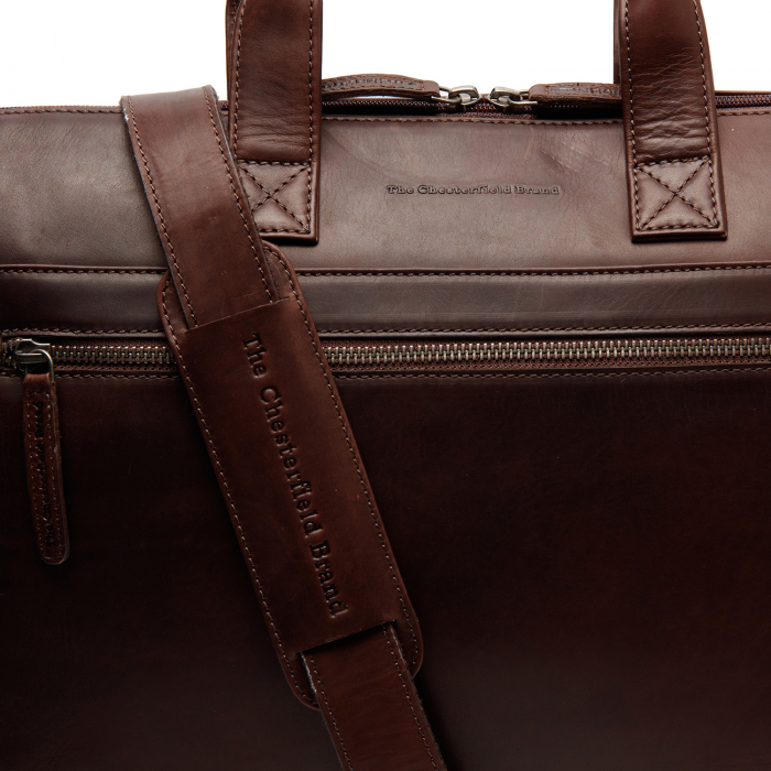 Geanta de laptop din piele naturala, The Chesterfield Brand, Levanto 14 inch, Maro inchis [2]