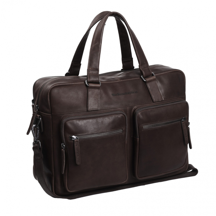 Geanta de laptop din piele naturala, The Chesterfield Brand, Misha 17 inch, Maro inchis [2]