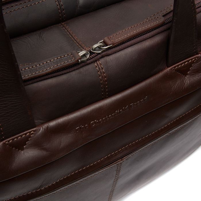 Geanta de laptop din piele naturala, The Chesterfield Brand, Ryan 17 inch, Maro inchis [6]