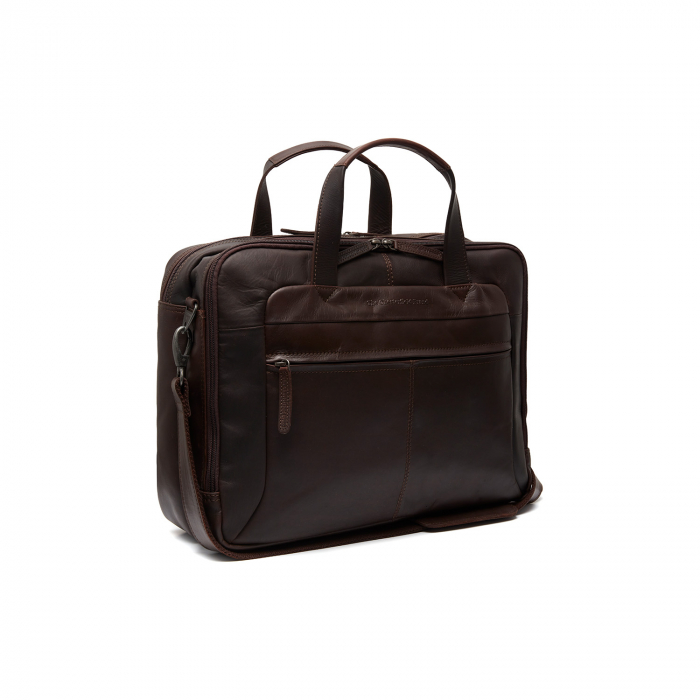 Geanta de laptop din piele naturala, The Chesterfield Brand, Ryan 17 inch, Maro inchis [2]