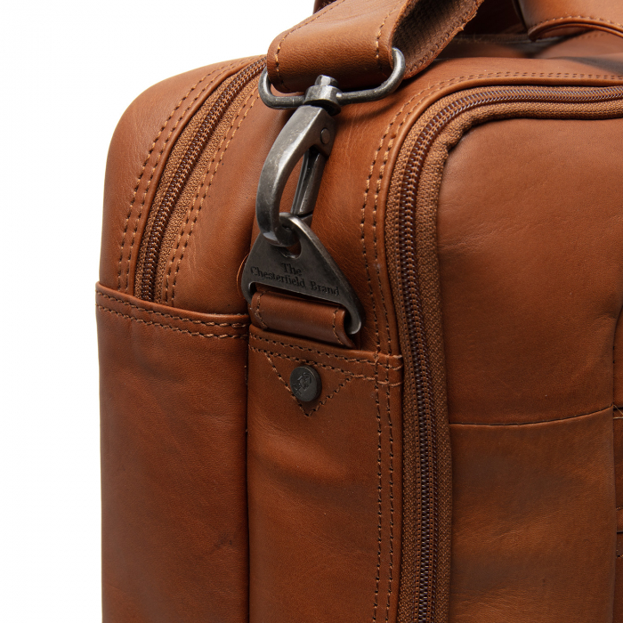 Geanta de laptop din piele naturala, The Chesterfield Brand, Ryan 17 inch, Maro coniac [7]