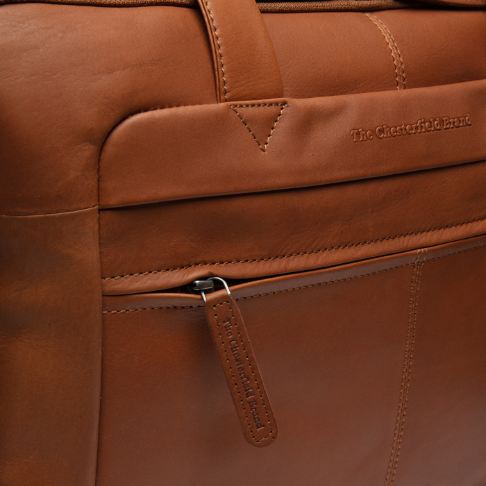 Geanta de laptop din piele naturala, The Chesterfield Brand, Ryan 17 inch, Maro coniac [6]