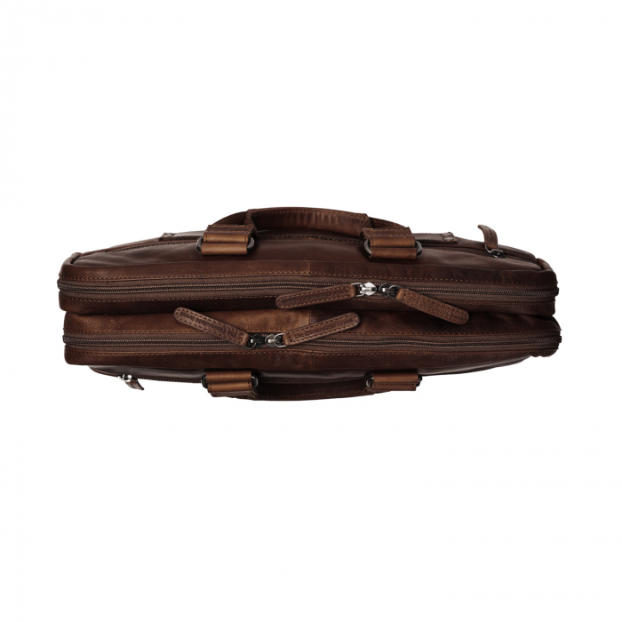 Geanta de laptop din piele naturala, The Chesterfield Brand, Seth 15 inch, Maro inchis [4]