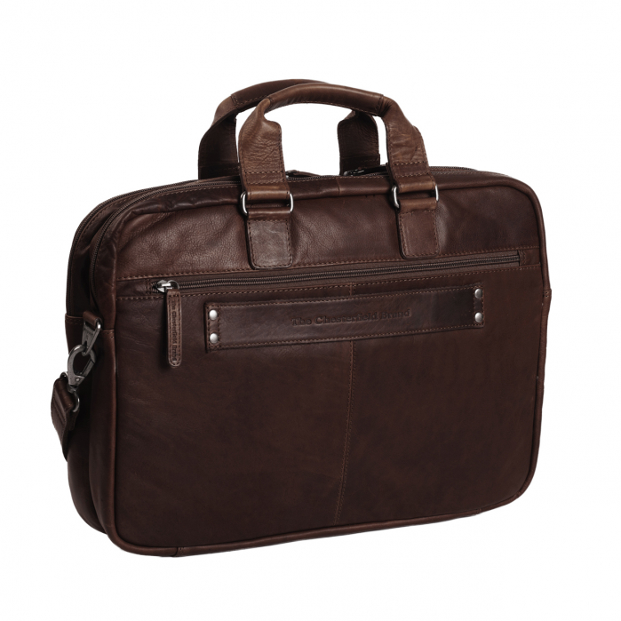 Geanta de laptop din piele naturala, The Chesterfield Brand, Seth 15 inch, Maro inchis [6]