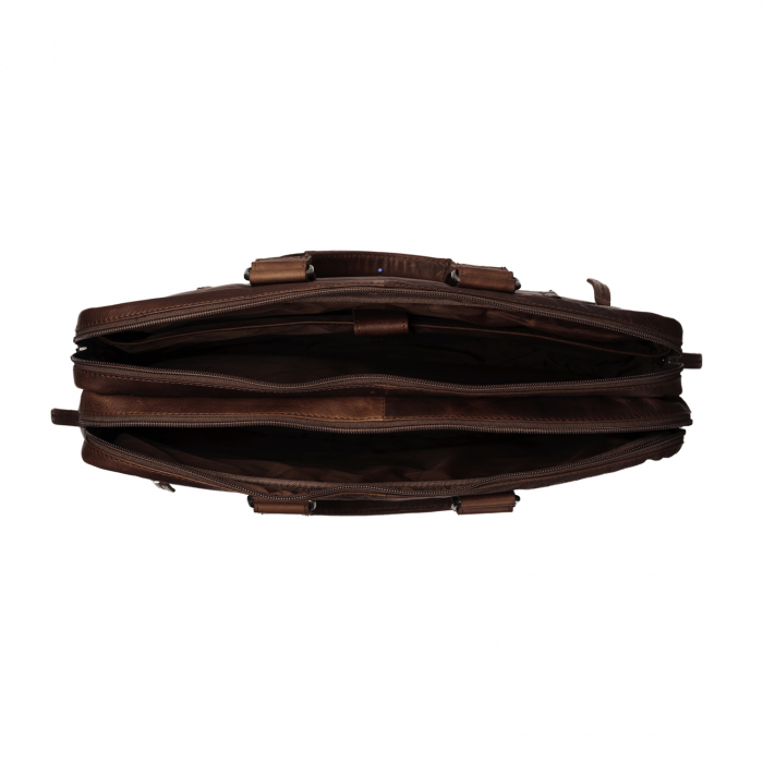 Geanta de laptop din piele naturala, The Chesterfield Brand, Seth 15 inch, Maro inchis [3]