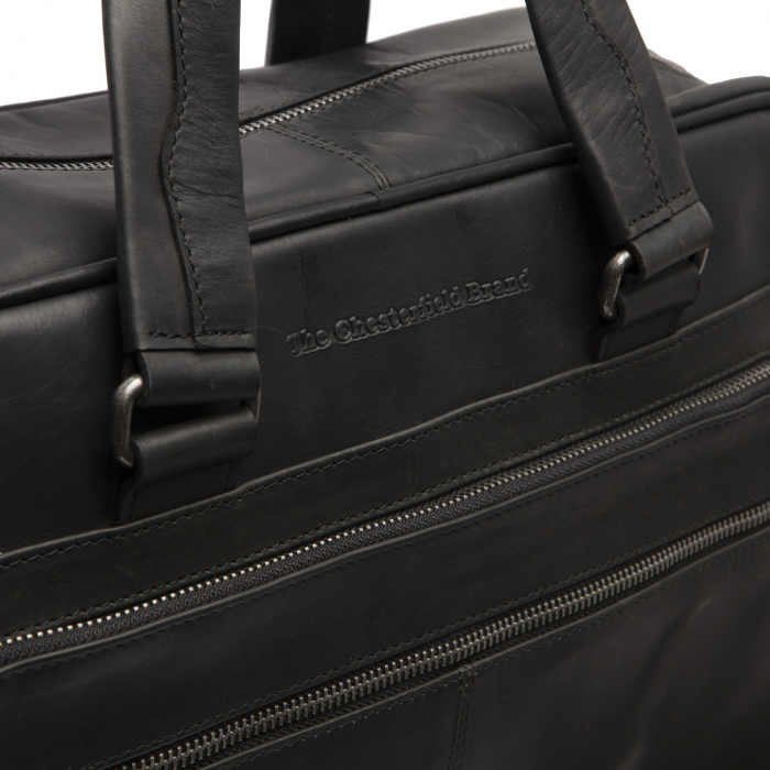Geanta pentru laptop de 15 inch, din piele naturala, The Chesterfield Brand, Singapore, Negru [4]