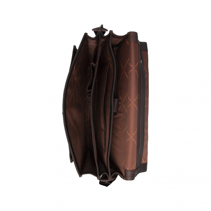 Geanta de laptop din piele naturala, The Chesterfield Brand, Springfield 15 inch, Maro inchis [3]