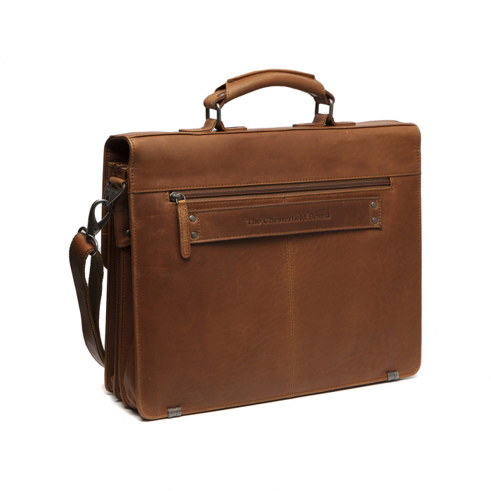 Geanta de laptop din piele naturala, The Chesterfield Brand, Springfield 15 inch, Maro coniac [2]