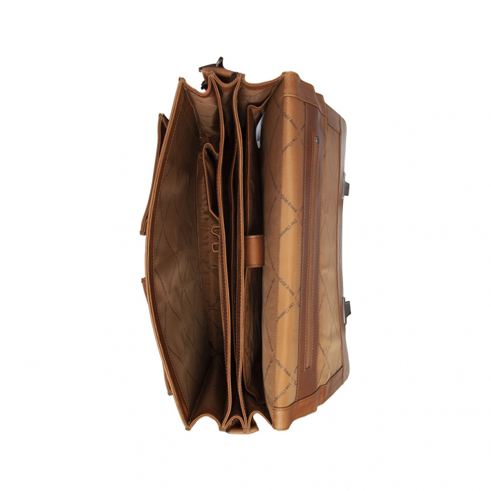 Geanta de laptop din piele naturala, The Chesterfield Brand, Springfield 15 inch, Maro coniac [3]