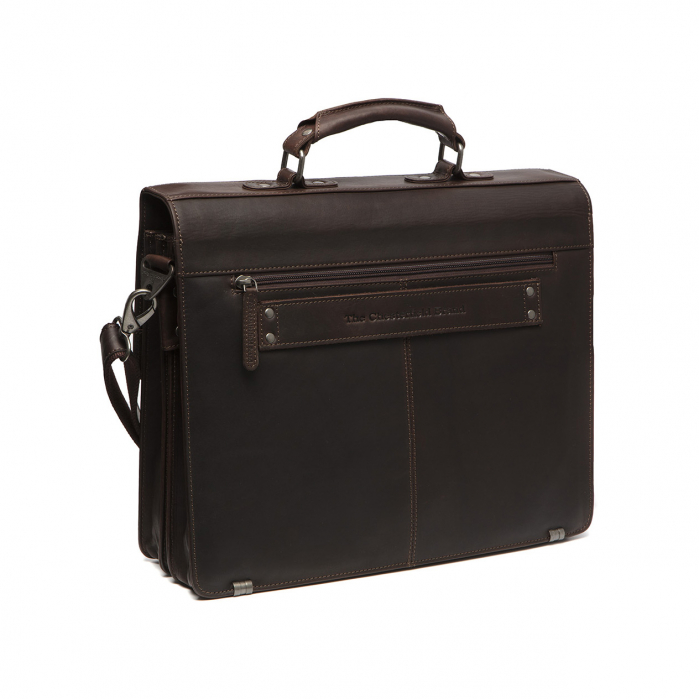 Geanta de laptop din piele naturala, The Chesterfield Brand, Springfield 15 inch, Maro inchis [2]