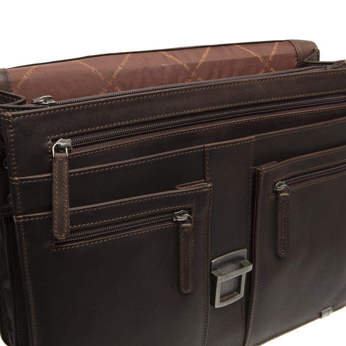 Geanta de laptop, din piele naturala, The Chesterfield Brand, Stuttgart 14 inch, Maro inchis [4]