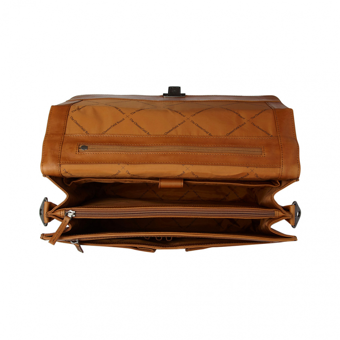 Geanta de laptop din piele naturala, The Chesterfield Brand, Stuttgart 14 inch, Maro coniac [2]